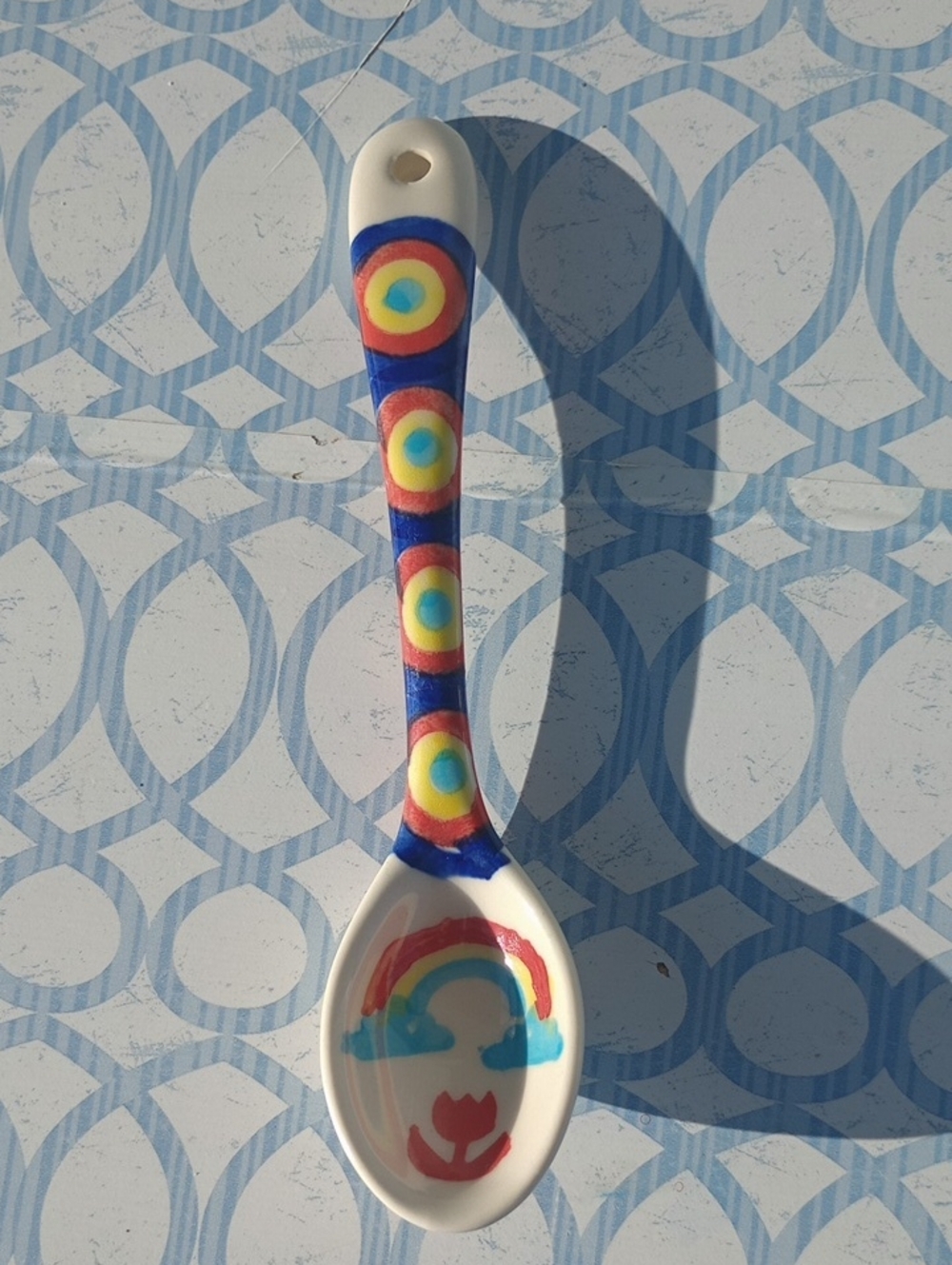 Colorful Rainbow and Target Ceramic Spoon 6 Inches